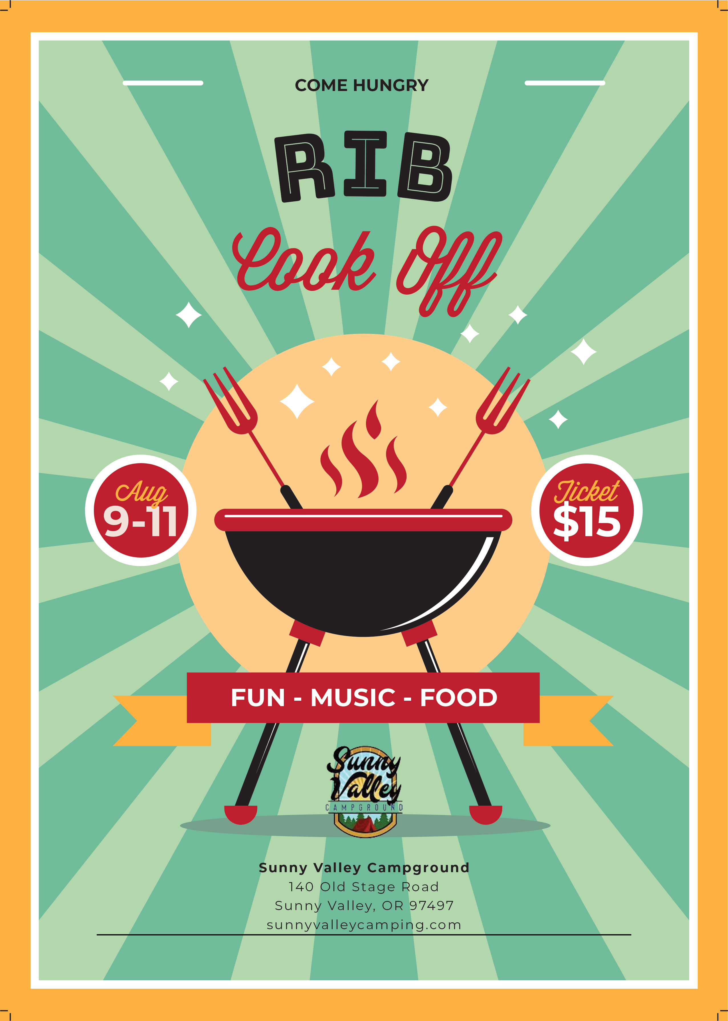 Rib Cook Off Premium Pass (Aug. 9th11th 2025) Sunny Valley Camping